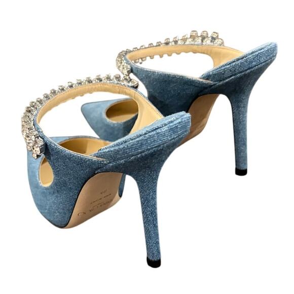 Jimmy Choo Bing Denim Embellished Pump Heels Gala Party Guest Formal Statement 5 - Picture 6 of 13